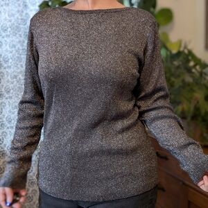SHIMMERSTRAVAGANZA Charter Club - Boatneck Shimmer Sweater Gray - XL